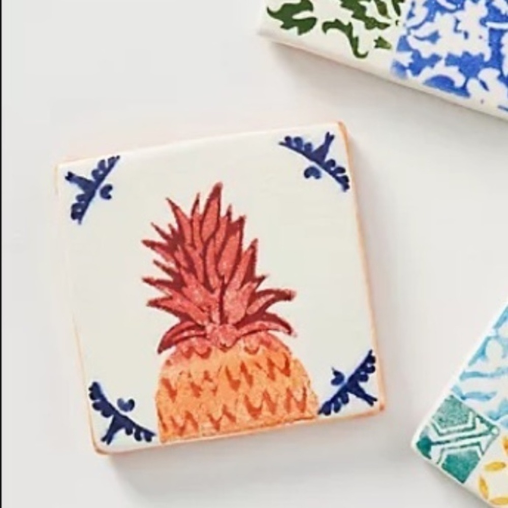 NWT Anthropologie Tile Ceramic Pineapple Coaster